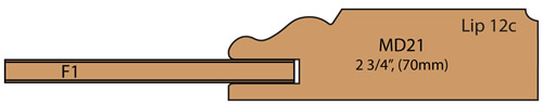 cross section of Anita mitered kitchen cabinet door